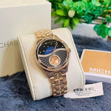 Michael Kors Lauryn Blue Dial Rose Gold Steel Strap Watch for Women - MK3723 Authentic Buy Shop Now