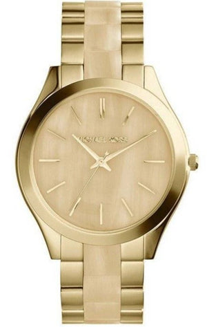 Michael Kors Slim Runway Gold Dial Two Tone Gold Strap Watch for Women - MK4285 Authentic Buy Shop Now