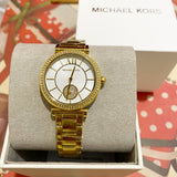 Michael Kors Abbey Three-Hand Analog White Dial Gold Steel Strap Watch for Women - MK4615 Authentic Buy Shop Now