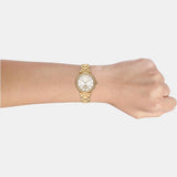 Michael Kors Abbey Three-Hand Analog White Dial Gold Steel Strap Watch for Women - MK4615 Authentic Buy Shop Now