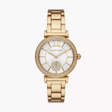 Michael Kors Abbey Three-Hand Analog White Dial Gold Steel Strap Watch for Women - MK4615 Authentic Buy Shop Now