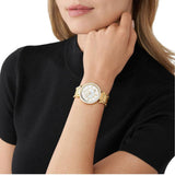 Michael Kors Parker Mother of Pearl White Dial Gold Steel Strap Watch For Women - MK4693 Authentic Buy Shop Now