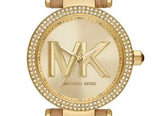 Michael Kors Parker Three-Hand Gold Dial Brown Leather Strap Watch For Women - MK4725 Authentic Buy Shop Now