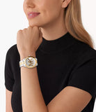 Michael Kors Slim Runway Three Hand Silver Dial Two Tone Steel Strap Watch For Women - MK4735 Authentic Buy Shop Now