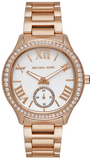 Michael Kors Sage Three-Hand Mother of Pearl White Dial Rose Gold Steel Strap Watch for Women - MK4806 Authentic Buy Shop Now