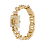 Michael Kors Chain Lock Analog Crystals Silver Dial Gold Steel Strap Watch for Women - MK4809 Authentic Buy Shop Now