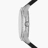 Michael Kors Sage Three-Hand Mother of Pearl White Dial Black Leather Strap Watch for Women - MK4821 Authentic Buy Shop Now