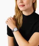 Michael Kors Sage Three-Hand Mother of Pearl White Dial Black Leather Strap Watch for Women - MK4821 Authentic Buy Shop Now