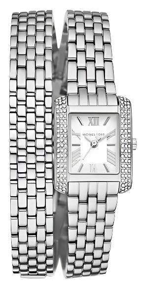 Michael Kors Emery Pave Double Wrap White Dial Silver Steel Strap Watch for Women - MK4834 Authentic Buy Shop Now