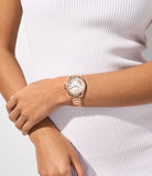 Michael Kors Kacie Three-Hand White Dial Rose Gold Steel Strap Watch for Women - MK4853 Authentic Buy Shop Now