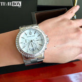 Michael Kors Dylan Glitz Chronograph White Dial Silver Steel Strap Watch For Women - MK5411 Authentic Buy Shop Now