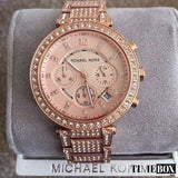 Michael Kors Uptown Glam Parker Chronograph Rose Gold Dial Steel Strap Watch for Women - MK5663 Authentic Buy Shop Now