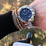 Michael Kors Everest Chronograph Black Dial Rose Gold Steel Strap Watch For Women - MK5875 Authentic Buy Shop Now