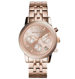 Michael Kors Ritz Chronograph Rose Gold Dial Rose Gold Steel Strap Watch for Women - MK6077 Authentic Buy Shop Now
