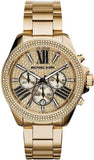 Michael Kors Wren Chronograph Crystal Pave Gold Dial Gold Steel Strap Watch for Women - MK6095 Authentic Buy Shop Now