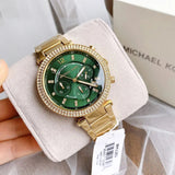Michael Kors Parker Chronograph Green Dial Gold Steel Strap Watch for Women - MK6263 Authentic Buy Shop Now