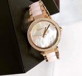 Michael Kors Parker Mother of Pearl Pink Dial Two Tone Steel Strap Watch for Women - MK6402 Authentic Buy Shop Now