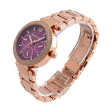 Michael Kors Mini Parker Multi-Function Plum Mother of Pearl Dial Rose Gold Steel Strap Watch For Women - MK6403 Authentic Buy Shop Now