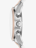 Michael Kors Ritz Chronograph White Dial Two Tone Steel Strap Watch For Women - MK6651 Authentic Buy Shop Now