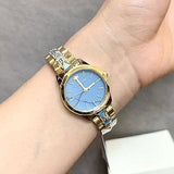 Michael Kors Petite Runway Mercer Blue Dial Gold Steel Strap Watch For Women - MK6673 Authentic Buy Shop Now