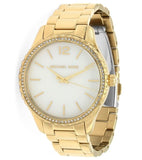 Michael Kors Layton Three Hand Mother of Pearl White Dial Gold Steel Strap Watch For Women - MK6870 Authentic Buy Shop Now