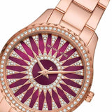 Michael Kors Layton Three Hand Red Dial Rose Gold Steel Strap Watch For Women - MK6893 Authentic Buy Shop Now