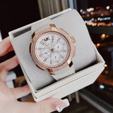 Michael Kors Sidney Chronograph White Dial Beige Leather Strap Watch For Women - MK6949 Authentic Buy Shop Now