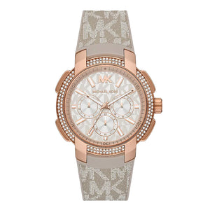 Michael Kors Sidney Chronograph White Dial Beige Leather Strap Watch For Women - MK6949 Authentic Buy Shop Now
