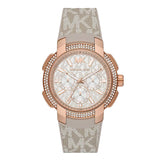 Michael Kors Sidney Chronograph White Dial Beige Leather Strap Watch For Women - MK6949 Authentic Buy Shop Now