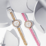 Michael Kors Parker Chronograph White Dial Two Tone Leather Strap Watch For Women - MK6951 Authentic Buy Shop Now