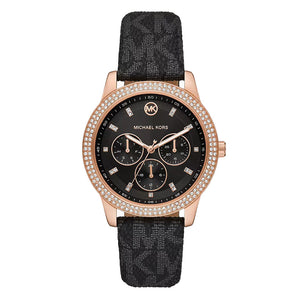 Michael Kors Tibby Multifunction Black Dial Black Leather Strap Watch For Women - MK6968 Authentic Buy Shop Now
