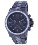 Michael Kors Everest Chronograph Black Dial Grey Steel Strap Watch For Women - MK6974 Authentic Buy Shop Now