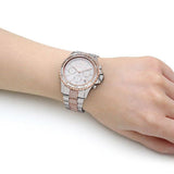 Michael Kors Everest Chronograph Silver Dial Two Tone Steel Strap Watch For Women - MK6975 Authentic Buy Shop Now