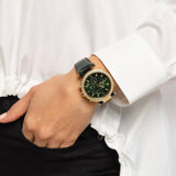 Michael Kors Parker Chronograph Green Dial Green Leather Strap Watch For Women - MK6985 Authentic Buy Shop Now