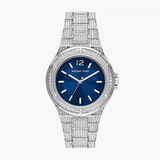 Michael Kors Lennox Three Hand Blue Dial Silver Steel Strap Watch For Women - MK6990 Authentic Buy Shop Now