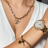 Michael Kors Camille Chronograph White Dial Gold Steel Strap Watch For Women - MK6994 Authentic Buy Shop Now