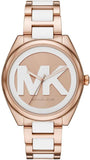 Michael Kors Janelle Three Hand Rose Gold Dial Two Tone Steel Strap Watch For Women - MK7134 Authentic Buy Shop Now