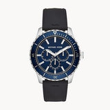Michael Kors Cunningham Multifunction Blue Dial Black Rubber Strap Watch For Men - MK7160 Authentic Buy Shop Now
