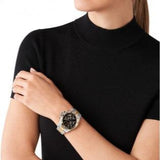 Michael Kors Everest Chronograph Black Dial Two Tone Steel Strap Watch For Women - MK7209 Authentic Buy Shop Now