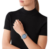 Michael Kors Lexington Chronograph Blue Dial Silver Steel Strap Watch For Women - MK7215 Authentic Buy Shop Now