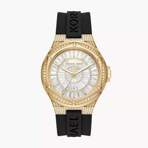 Michael Kors Lennox Three Hand Crystals Silver Dial Black Silicone Strap Watch For Women - MK7247 Authentic Buy Shop Now