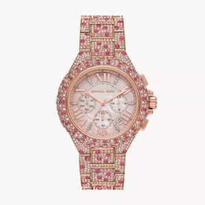 Michael Kors Camille Chronograph Mother of Pearl Dial Rose Gold Steel Strap Watch for Women - MK7272 Authentic Buy Shop Now