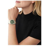 Michael Kors Lexington Chronograph Green Dial Two Tone Steel Strap Watch For Women - MK7303 Authentic Buy Shop Now