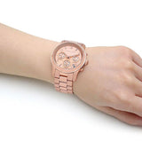 Michael Kors Runway Chronograph Rose Gold Dial Rose Gold Steel Strap Watch For Women - MK7324 Authentic Buy Shop Now