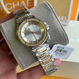 Michael Kors Lennox Three Hand Silver Dial Two Tone Steel Strap Watch For Women - MK7338 Authentic Buy Shop Now