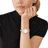 Michael Kors Lenox Three Hand Silver Dial Gold Steel Strap Watch For Women - MK7361 Authentic Buy Shop Now