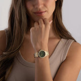 Michael Kors Lennox Quartz Green Dial Gold Steel Strap Watch For Women - MK7395 Authentic Buy Shop Now