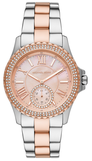Michael Kors Everest Three Hand Rose Gold Dial Two Tone Steel Strap Watch For Women - MK7402 Authentic Buy Shop Now