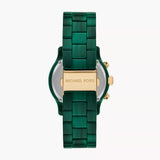 Michael Kors Runway Chronograph Green Dial Green Steel Strap Watch for Women - MK7422 Authentic Buy Shop Now