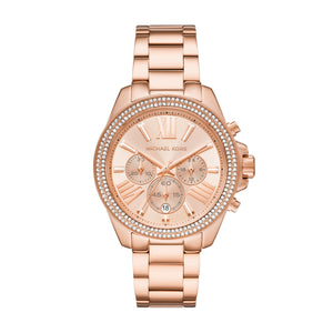 Michael Kors Wren Chronograph Rose Gold Dial Rose Gold Steel Strap Watch for Women - MK7430 Authentic Buy Shop Now
